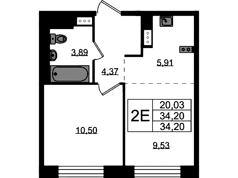 1-комнатная квартира 34.2 м², 4/8 эт., ЖК «Живи! В Рыбацком»